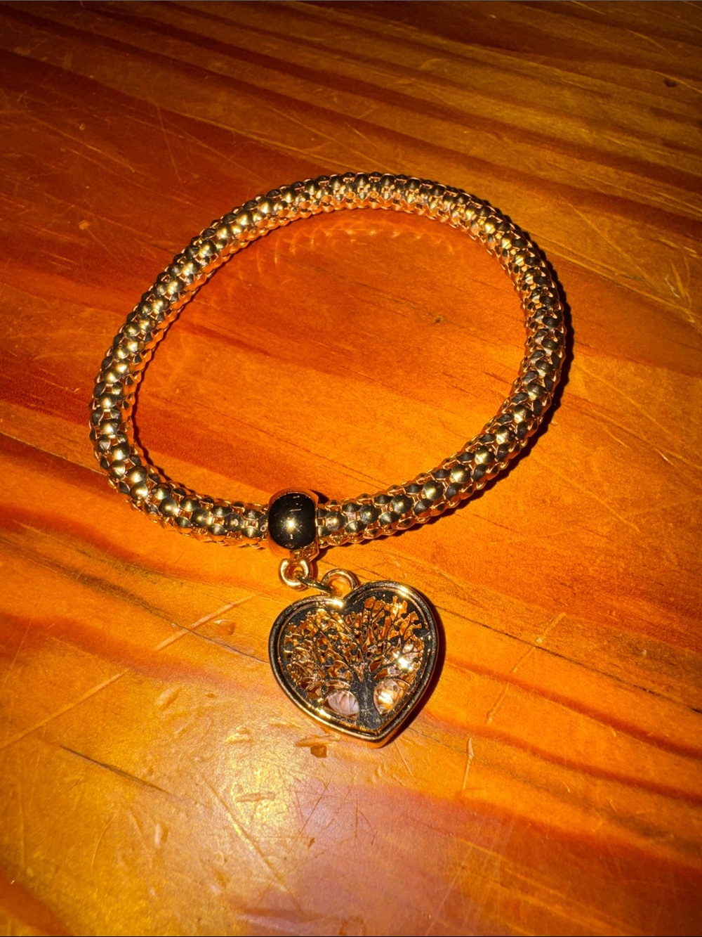Gold Heart Tree Charm Bracelet - Women Jewelry